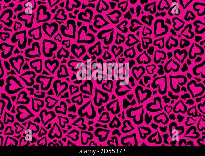Pink Leopard skin pattern design. Abstract love shape leopard print vector illustration background. Wildlife fur skin design illustration for print, Stock Vector