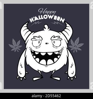 Halloween - Monster, funny face - vector stock illustration isolated on white Stock Vector