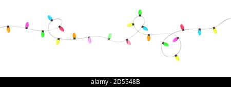 Festive garland of multicolored light bulbs. Vector illustration. Stock Vector