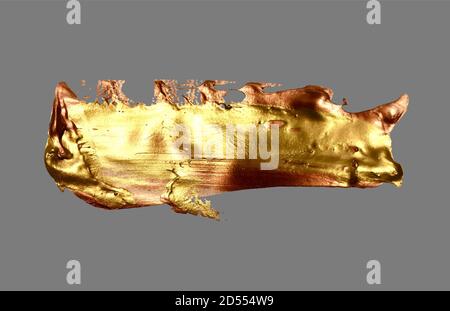 hand drawing gold brush stroke paint spot on a gray background Stock Vector