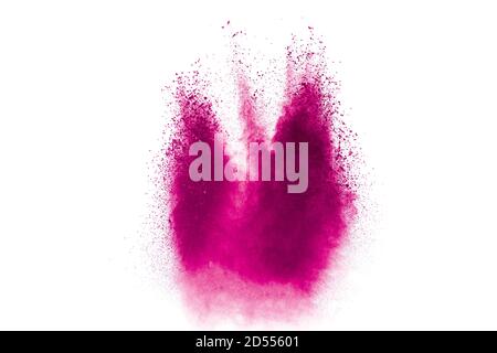 Abstract blue pink powder explosion on white background. Stock Photo