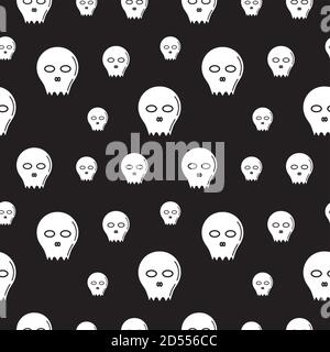 Skull shape vector illustration. Seamless pattern design template. Black and white color theme. Stock Vector