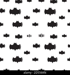 Black bat shape vector illustration on white color background. Seamless pattern design template. Stock Vector