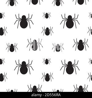Black spider texture on white color background. Seamless pattern design template. EPS 10 Vector illustration Stock Vector