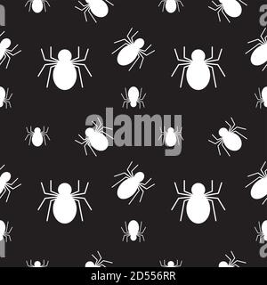 White spider texture on black color background. Seamless pattern design template. EPS 10 Vector illustration Stock Vector