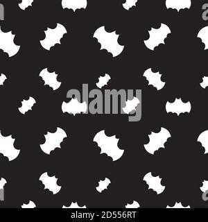 Bat shape vector illustration. Seamless pattern design template. Black and white color theme. Stock Vector
