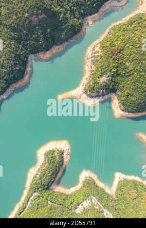 Aerial view of Tai Tam Resevoir, Hong Kong Island. Stock Photo