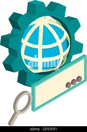 Global search icon, isometric style Stock Vector