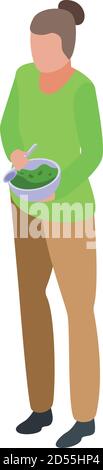 Weekend vegan soup icon, isometric style Stock Vector