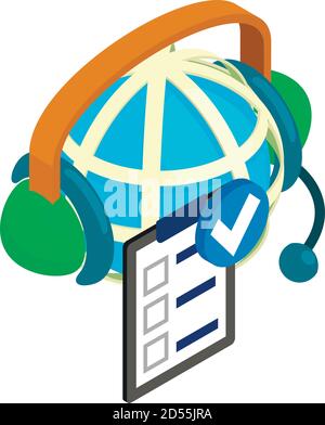 Global support icon, isometric style Stock Vector