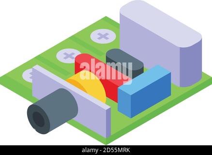 Voltage regulator circuit power icon, isometric style Stock Vector