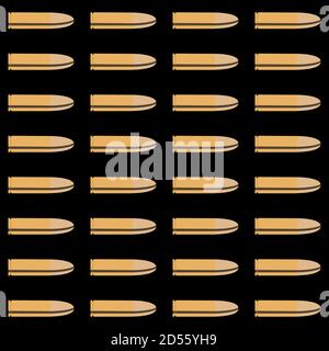 Bullets Seamless Pattern. Vector illustration. Realistic bullets on a black background Stock Vector
