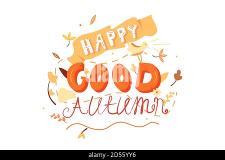 Colorful autumn 3d lettering lettering in flat style Stock Vector