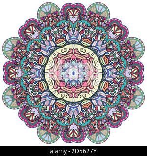 Mandala, tracery wheel mehndi design Stock Vector