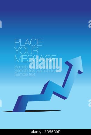 Vector illustration of Blue background with arrow coming out of the ground. Good for business and stocks layout. Stock Vector