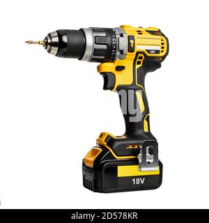 brushless cordless hammer drill on white Stock Photo