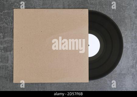 White label vinyl record and generic blank cardboard sleeve. Design element with copy-space for your logo or artwork. Stock Photo