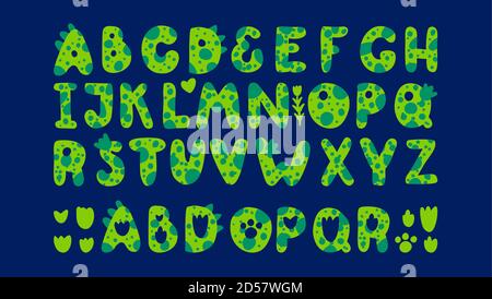 Dinosaurs alphabet. Font for Dino prints of childrens Stock Vector