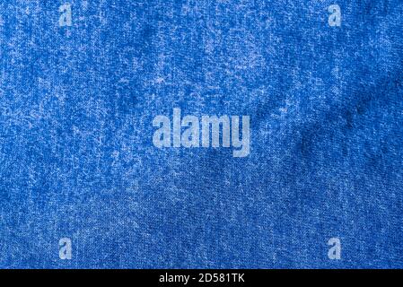 Qualitative blue fabric texture. Abstract background. Close up. Blue cotton fabric on the background. Stock Photo