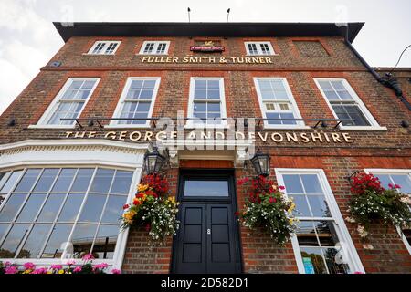 London, UK. - 17 Sept 2020: The George and Devonshire pub in Chiswick. The Grade II listed Fuller's pub is located next to the brewery. A pub on the s Stock Photo