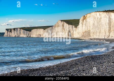 Late afternoon at Birling Gap near Eastbourne. National Trust coastine with white cliffs. Stock Photo