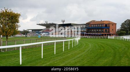 The track and grandstand at Beverley racecourse in the East Riding of Yorkshire Stock Photo