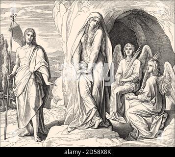 The Empty Tomb, Mary Magdalene, New Testament, by Julius Schnorr von Carolsfeld, 1860 Stock Photo