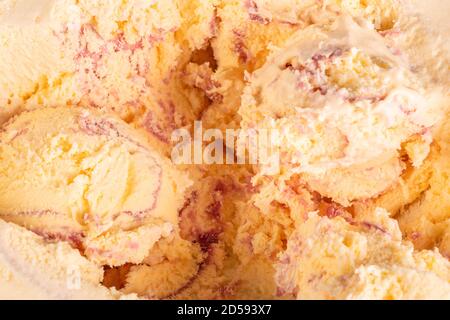 Abstract close up of raspberry ripple ice cream, useful as a texture or background. Stock Photo