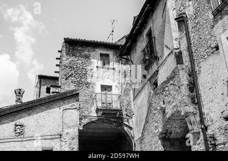 Scanno is an Italian town of 1755 inhabitants located in the province of L'Aquila, in Abruzzo Stock Photo