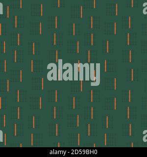 Abstract Green seamless pattern with gold, black, dark brown or yellow colors, lines and dots Stock Vector