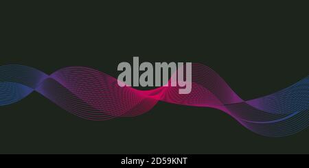 Abstract colorful wave line with dark theme background on landscape paper orientation. Stock Vector