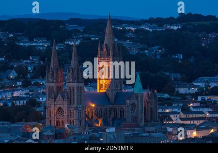 Twilight over the Iconic Truro Cathedral Stock Photo