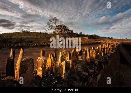 Remarkable Spiky Bridge is a historical feature built by convicts in Tasmania. Stock Photo