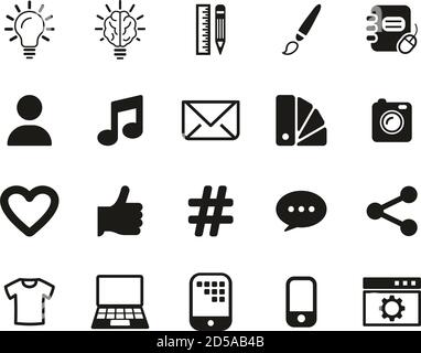 Branding Or Visual Identity Icons Black & White Set Big Stock Vector