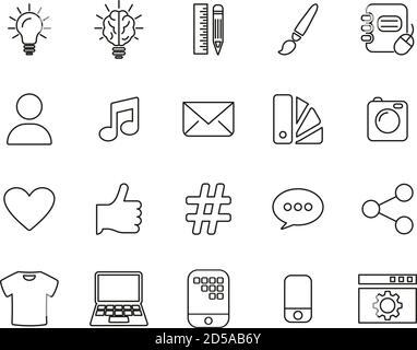 Branding Or Visual Identity Icons Thin Line Set Big Stock Vector