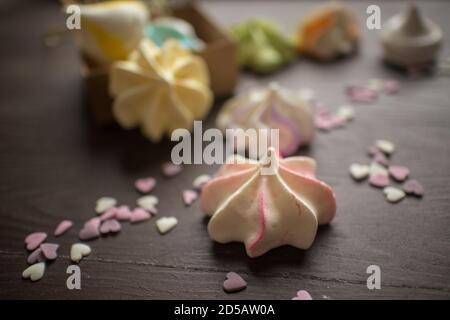multicolored meringue cookies very nice and delicious Stock Photo