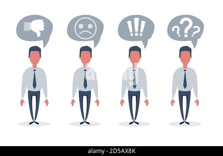 Set of stressed frustrated people think contemplate looking for ...