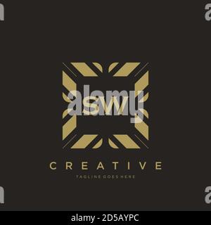 SW initial letter luxury ornament monogram logo template vector Stock Vector