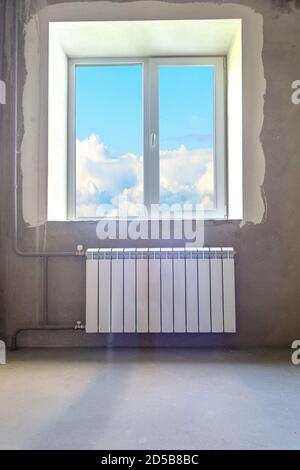 Room interior with radiator and without decoration Stock Photo