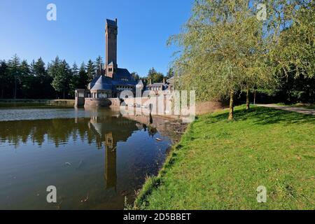 Hunting lodge St. Hubertus in the National Park De Hoge Veluwe with the museum Kröller-Müller, province of Gelderland, Netherlands. Stock Photo