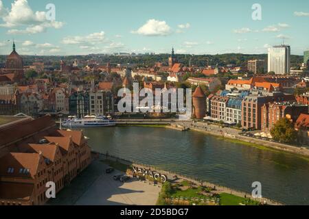 Gdansk, Poland - October 05, 2020: Skyline of Gdansk city as seen from the ferris wheel ambersky Stock Photo