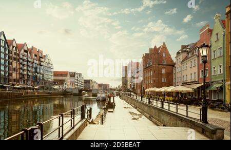 Gdansk, Poland - October 05, 2020: Old town of Gdansk city with the Crane at Motlawa river, Poland Stock Photo