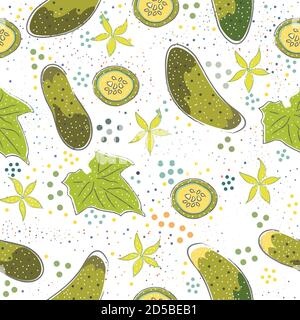 Seamless Pattern with Cute Cucumbers. Scandinavian Style. Stock Vector