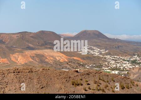 Volcanic landscape in Lanzarote, Spain Stock Photo