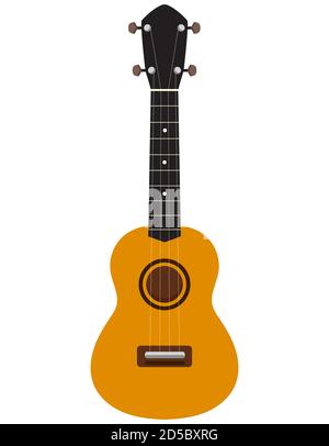 Ukulele isolated on white background. Musical instrument in cartoon style. Stock Vector