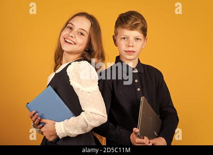 Study programming. Student with laptop computer. Child using pc. Life online. Modern information source. Surfing internet. Modern profession. Modern education for kids. Web developer or designer. Stock Photo