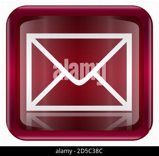 postal envelope icon dark red, isolated on white background Stock Photo