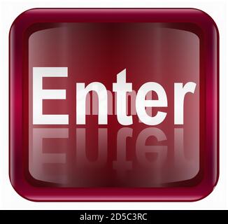 Enter icon dark red, isolated on white background Stock Photo