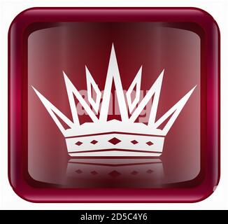 Crown icon red, isolated on white background Stock Photo