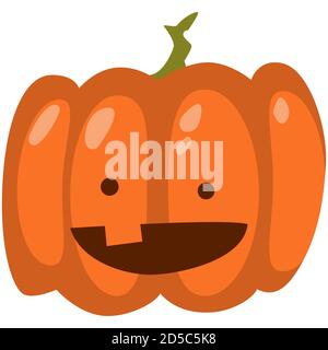 Cute pumpkin vector cartoon Halloween icon isolated on white background. Stock Vector